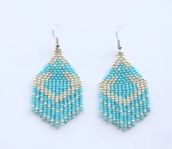 Small Blue Angel Earrings,native American Beaded Earrings,seed Bead Earrings,christmas Angel Earrings
