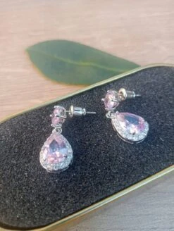 Double Pink Topaz Stud Earrings, Surrounded With Cubic Zirconia Gemstones, Round And Pear Shaped Gemstones, Perfect Gift For Christmas 11 Double Pink Topaz Stud Earrings, Surrounded With Cubic Zirconia Gemstones, Round And Pear Shaped Gemstones, Perfect Gift For Christmas -Jewellery Paradise il fullxfull.4342692176 bbb6