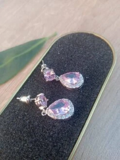 Double Pink Topaz Stud Earrings, Surrounded With Cubic Zirconia Gemstones, Round And Pear Shaped Gemstones, Perfect Gift For Christmas 12 Double Pink Topaz Stud Earrings, Surrounded With Cubic Zirconia Gemstones, Round And Pear Shaped Gemstones, Perfect Gift For Christmas -Jewellery Paradise il fullxfull.4342692188 h4pf