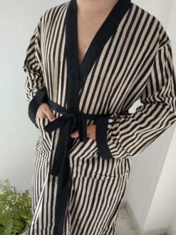 Unisex Robes,mens Robes,black Striped Robe,resort Wear, Loungewear,boho Robe,gifts For Him,gifts For Her, Christmas Gifts ,boho Robe,cotton