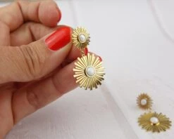 Sun Earrings, White And Gold, Christmas Gift -Jewellery Paradise il fullxfull.4346099530 el4f