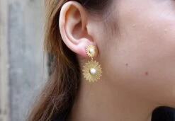 Sun Earrings, White And Gold, Christmas Gift -Jewellery Paradise il fullxfull.4346099916 cljg
