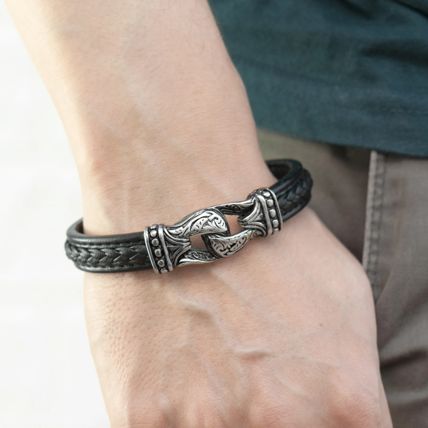 Personalised Men's Buckle Clasp Leather Bracelet, Men's Jewellery, Gifts For Him, Birthday Gifts, Christmas Gifts, Valentine's Day 4 Personalised Men's Buckle Clasp Leather Bracelet, Men's Jewellery, Gifts For Him, Birthday Gifts, Christmas Gifts, Valentine's Day - Image 2