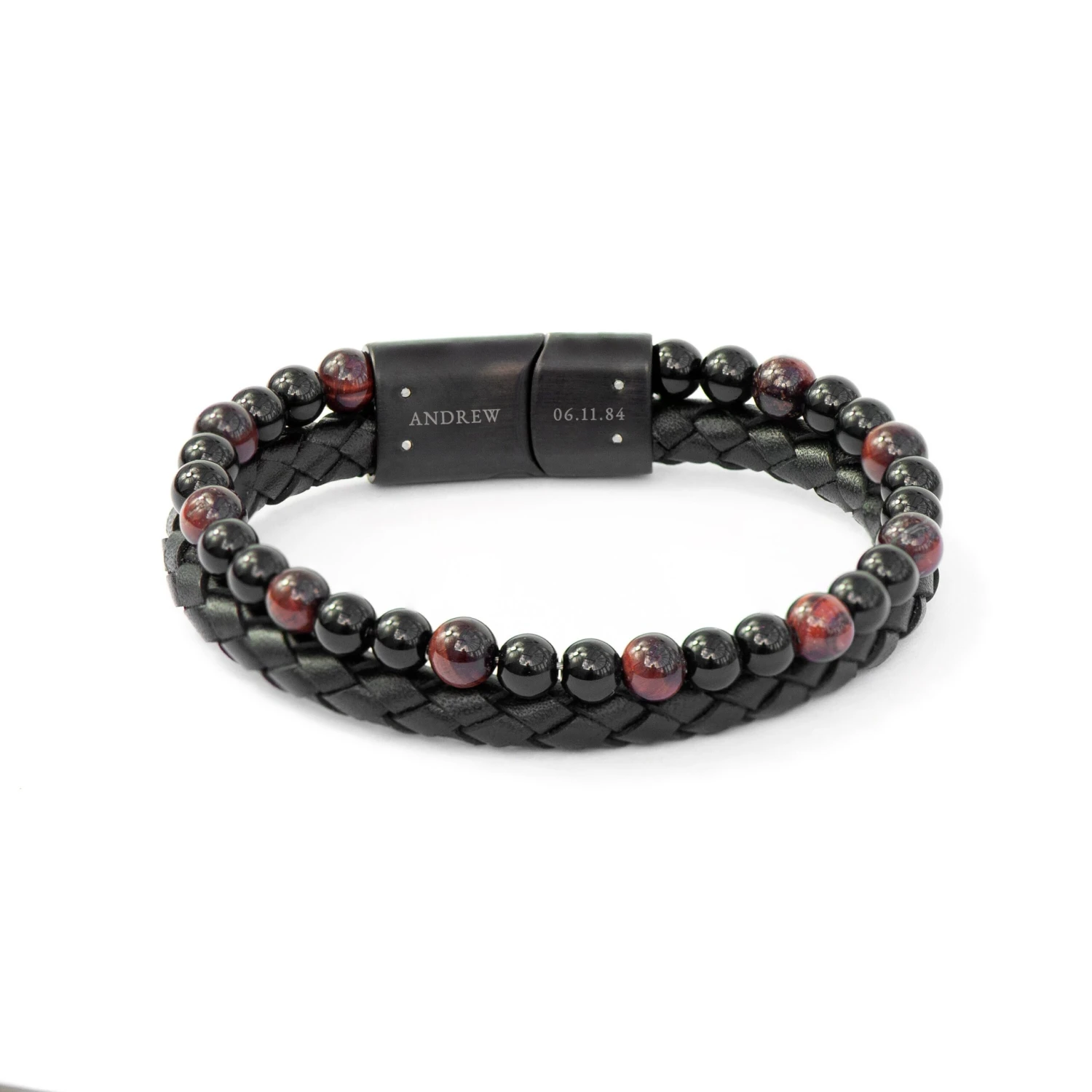 Personalised Men's Tigers Eye Leather And Bead Bracelet, Men's Jewellery, Gifts For Him, Birthday Gifts, Christmas Gifts, Valentine's Day 7 Personalised Men's Tigers Eye Leather And Bead Bracelet, Men's Jewellery, Gifts For Him, Birthday Gifts, Christmas Gifts, Valentine's Day - Image 5