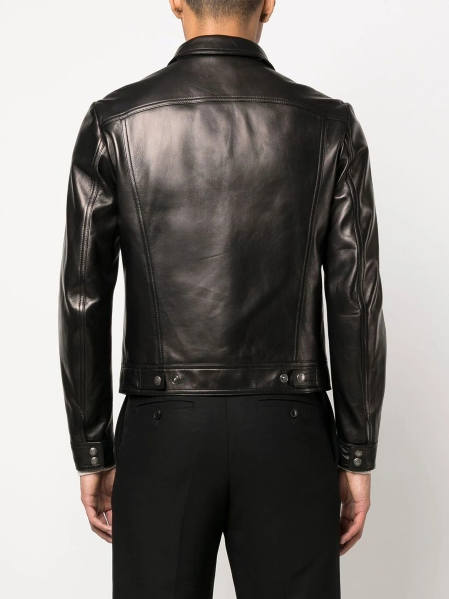 Leather Men Jacket Real Sheep Leather Black Biker Jacket Handmade Black Genuine Leather Motorcycle Jacket Christmas Gift 6 Leather Men Jacket Real Sheep Leather Black Biker Jacket Handmade Black Genuine Leather Motorcycle Jacket Christmas Gift - Image 4