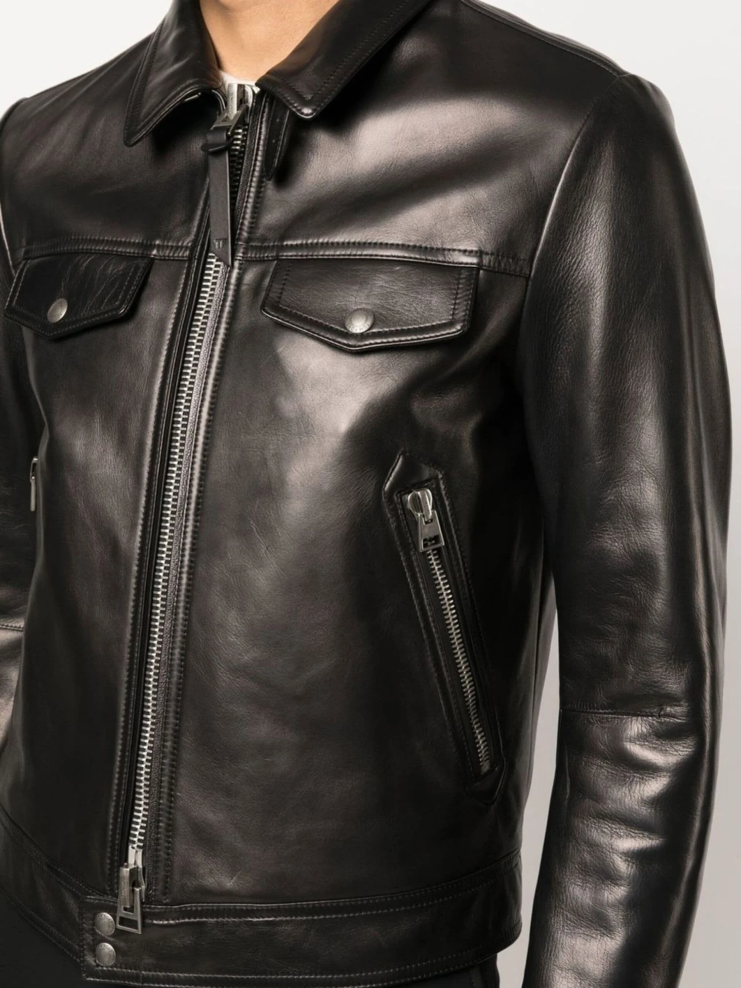 Leather Men Jacket Real Sheep Leather Black Biker Jacket Handmade Black Genuine Leather Motorcycle Jacket Christmas Gift 5 Leather Men Jacket Real Sheep Leather Black Biker Jacket Handmade Black Genuine Leather Motorcycle Jacket Christmas Gift - Image 3