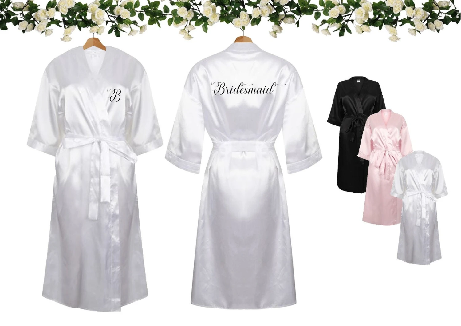 Ladies Premium Quality Satin Night Suit Robe Personalised Name Print Bridesmaid Bridal Shower, Christmas Gift, Christmas Pjs, Wedding Gift 4 Ladies Premium Quality Satin Night Suit Robe Personalised Name Print Bridesmaid Bridal Shower, Christmas Gift, Christmas Pjs, Wedding Gift - Image 2