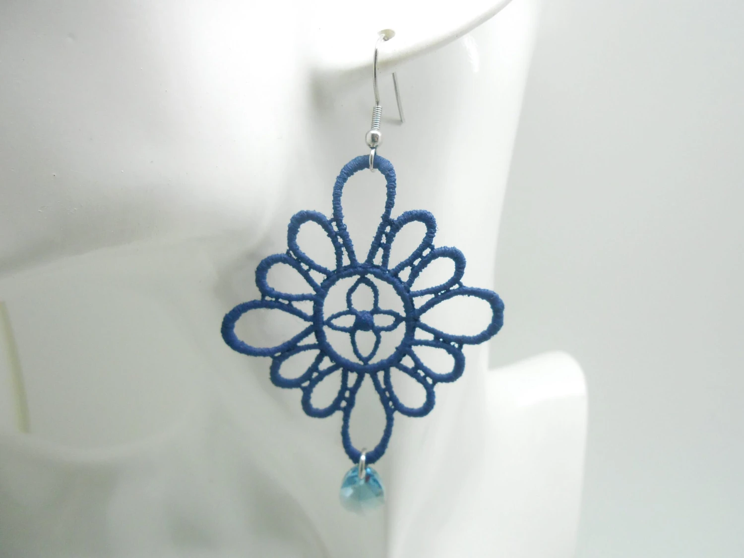 Big Navy Earrings, Christmas Gift, Gift For Her 6 Big Navy Earrings, Christmas Gift, Gift For Her - Image 4