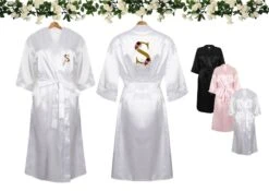 Ladies Premium Quality Satin Night Suit Robe Personalised Name Print Bridesmaid Bridal Shower, Christmas Gift, Christmas Pjs, Wedding Gift