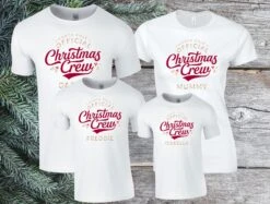 Personalised Matching Family Christmas T-Shirts/Pyjama Tops 'Christmas Crew' Adult Mens/Womens/Kids/Toddler (White) -Jewellery Paradise il fullxfull.4364433381 mppm