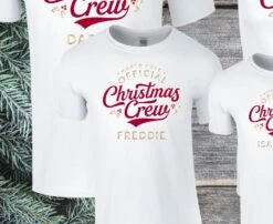 Personalised Matching Family Christmas T-Shirts/Pyjama Tops 'Christmas Crew' Adult Mens/Womens/Kids/Toddler (White) -Jewellery Paradise il fullxfull.4364441935 70k6
