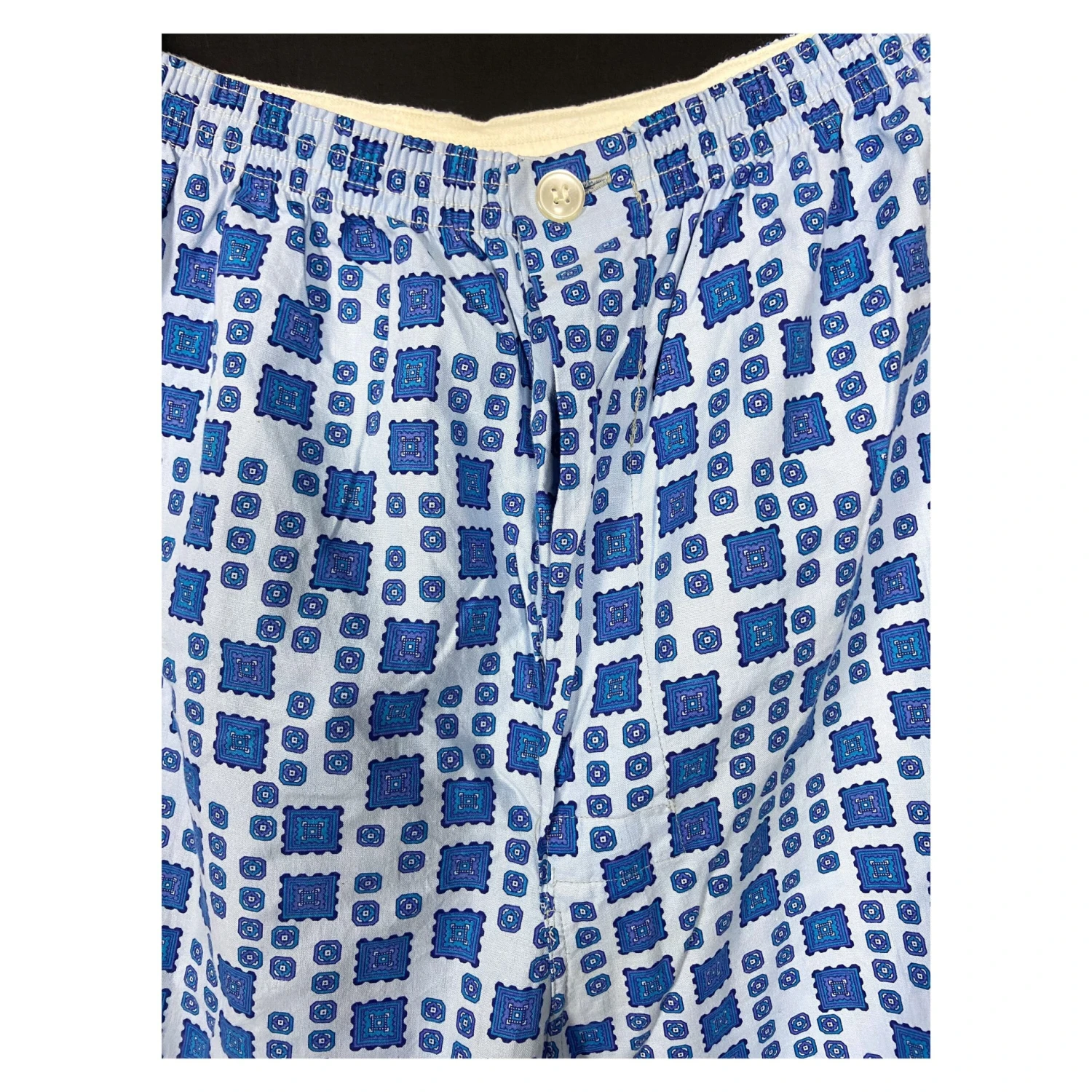 Vintage 80s Mens Pyjamas By Sunray. Retro Geometric Pattern Mens Nightwear. 2 Piece Blue Pyjamas. Daddy Pjs. Christmas Gift For Him. 40" 11 Vintage 80s Mens Pyjamas By Sunray. Retro Geometric Pattern Mens Nightwear. 2 Piece Blue Pyjamas. Daddy Pjs. Christmas Gift For Him. 40" - Image 9