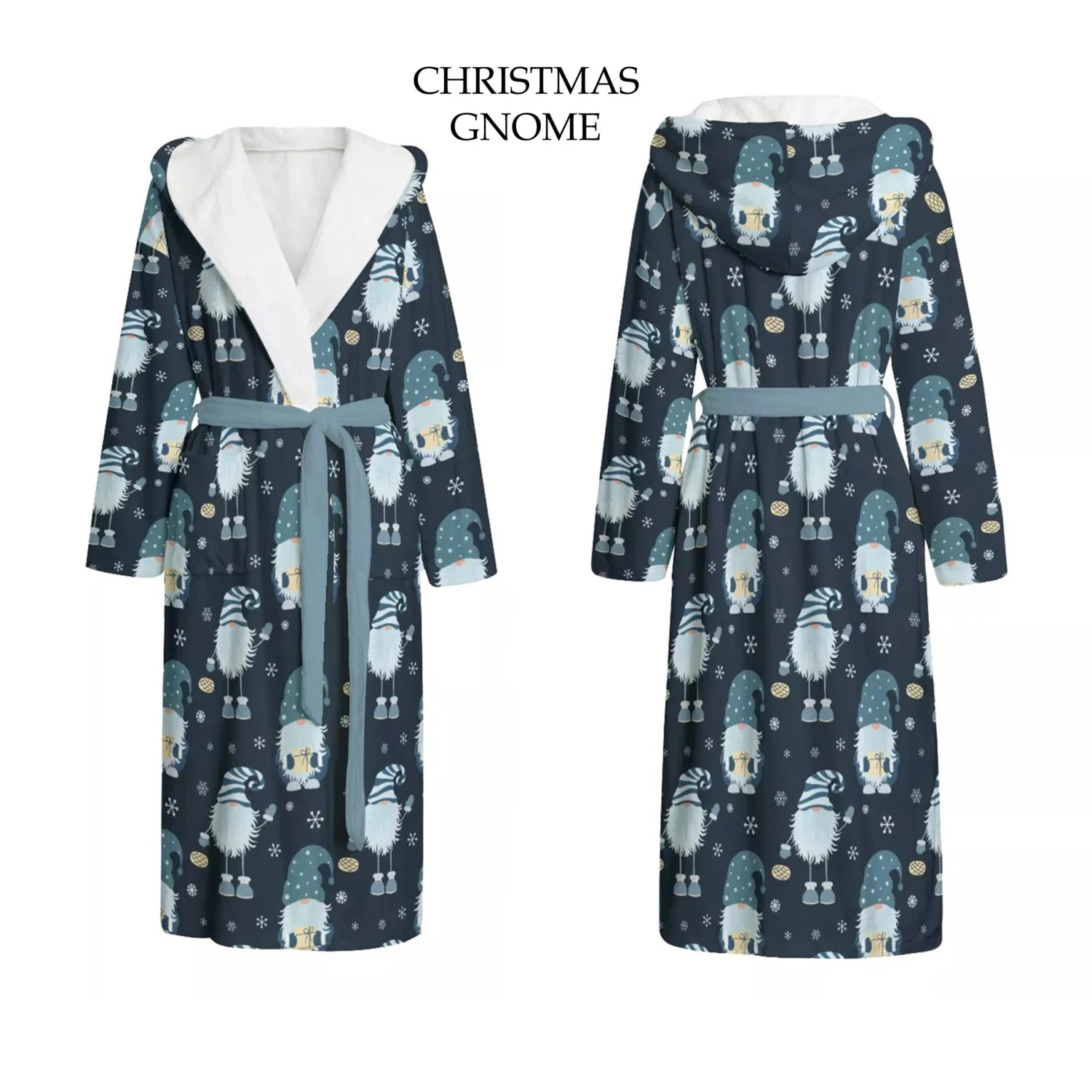 Gnome Bathrobe, Dressing Gowns, Nordic Christmas, Gifts Flannel Fleece Cuddly Warm, Winter Hoodie Unisex 6 Gnome Bathrobe, Dressing Gowns, Nordic Christmas, Gifts Flannel Fleece Cuddly Warm, Winter Hoodie Unisex - Image 4