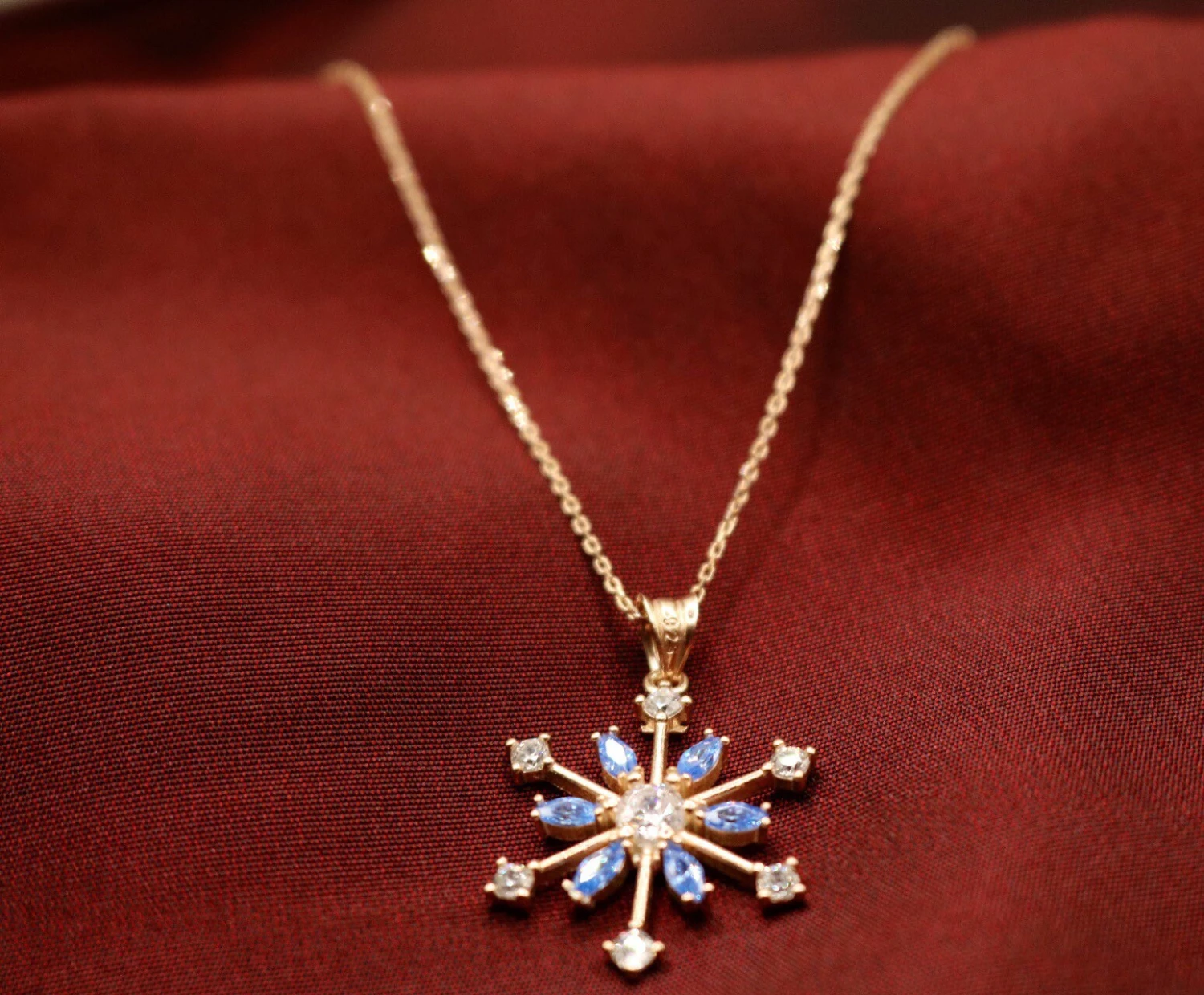 925K Silver Snowflake Necklace For Women, Christmas Gift, Handmade Jewelry, Luck Necklace, Flower Jewelry, Best Friend Birthday Gift For Her 5 925K Silver Snowflake Necklace For Women, Christmas Gift, Handmade Jewelry, Luck Necklace, Flower Jewelry, Best Friend Birthday Gift For Her - Image 3