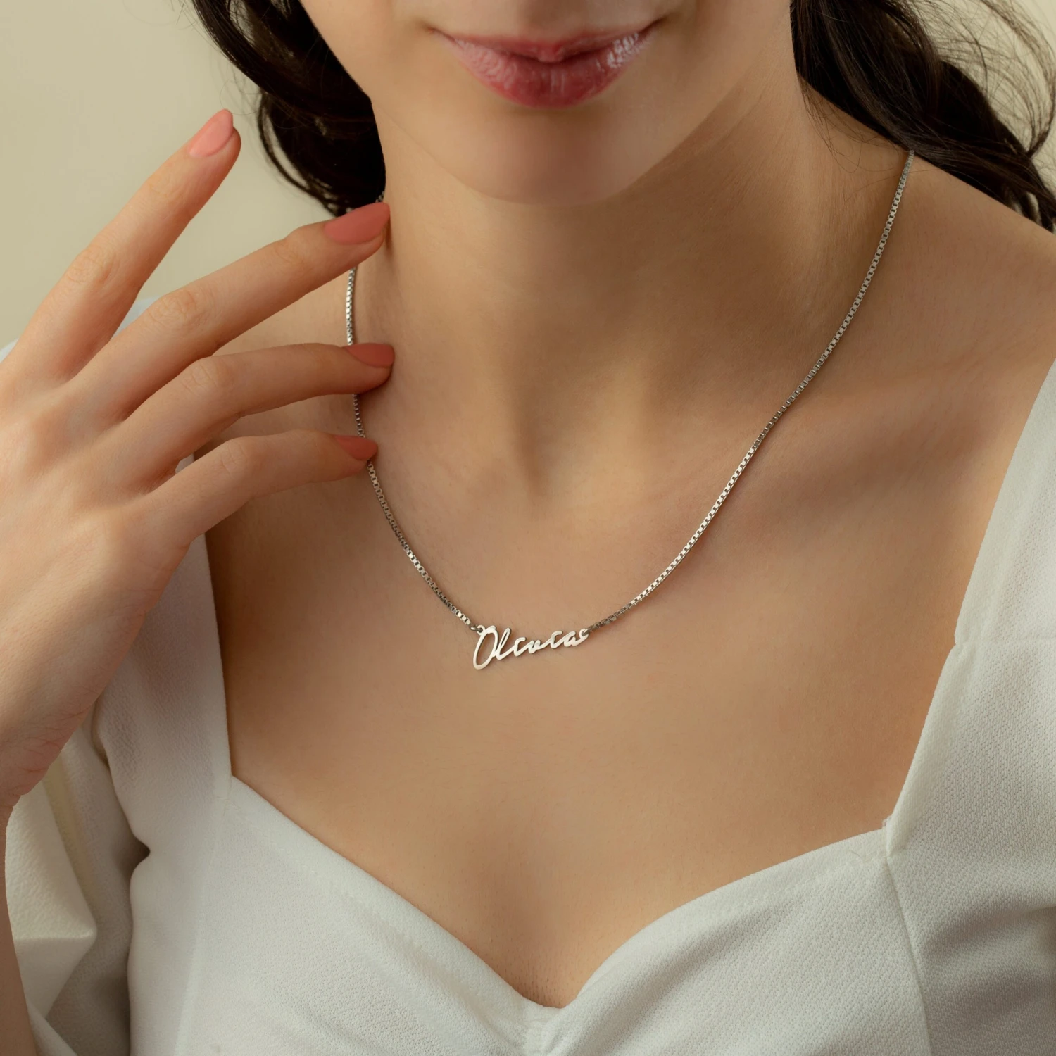 Personalised Necklace For Women, Minimalist Handmade Jewelry, Christmas Gift For Her, Personalized Gift For Mom, Box Chain Name Necklace 8 Personalised Necklace For Women, Minimalist Handmade Jewelry, Christmas Gift For Her, Personalized Gift For Mom, Box Chain Name Necklace - Image 6