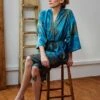 Sky Blue Kimono Robe, Christmas Gift Ideas, Silk Blend Kimono, Sleepwear, Vintage Kimono, Bridesmaid Robes, Bridal Robe, Gifts For Her, Maru