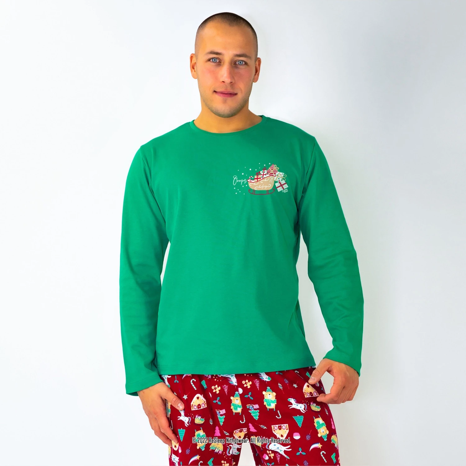 Green Christmas Family Pajamas, Christmas Family Pajamas, Matching Pajamas, NY 2023, Green Red Family Pajamas Set 6 Green Christmas Family Pajamas, Christmas Family Pajamas, Matching Pajamas, NY 2023, Green Red Family Pajamas Set - Image 4