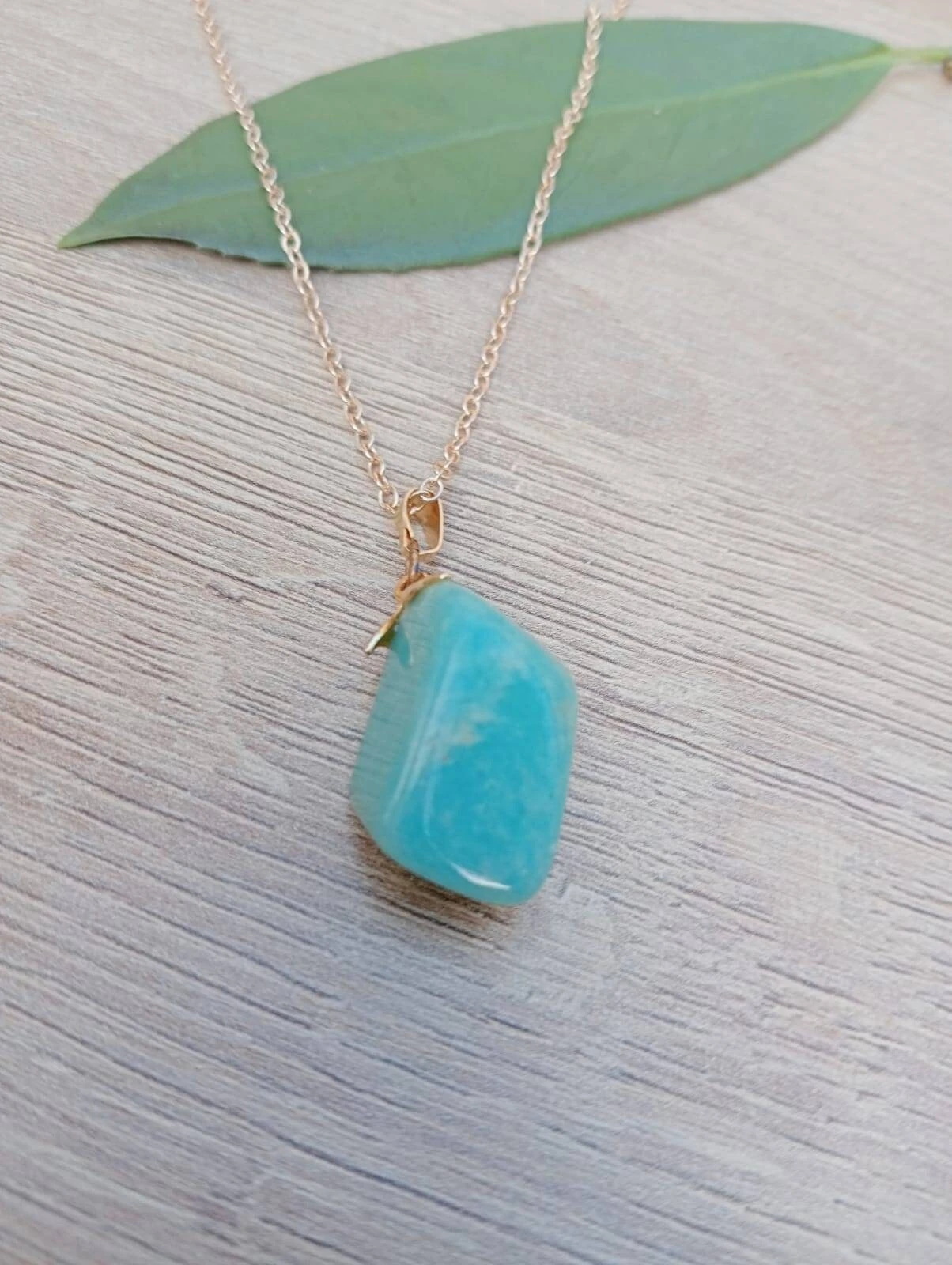 Natural Polished Amazonite Pendant, Cube Shaped Amazonite Pendant, Gold Plated Necklace, Perfect Gift For Christmas Or Birthday 4 Natural Polished Amazonite Pendant, Cube Shaped Amazonite Pendant, Gold Plated Necklace, Perfect Gift For Christmas Or Birthday - Image 2