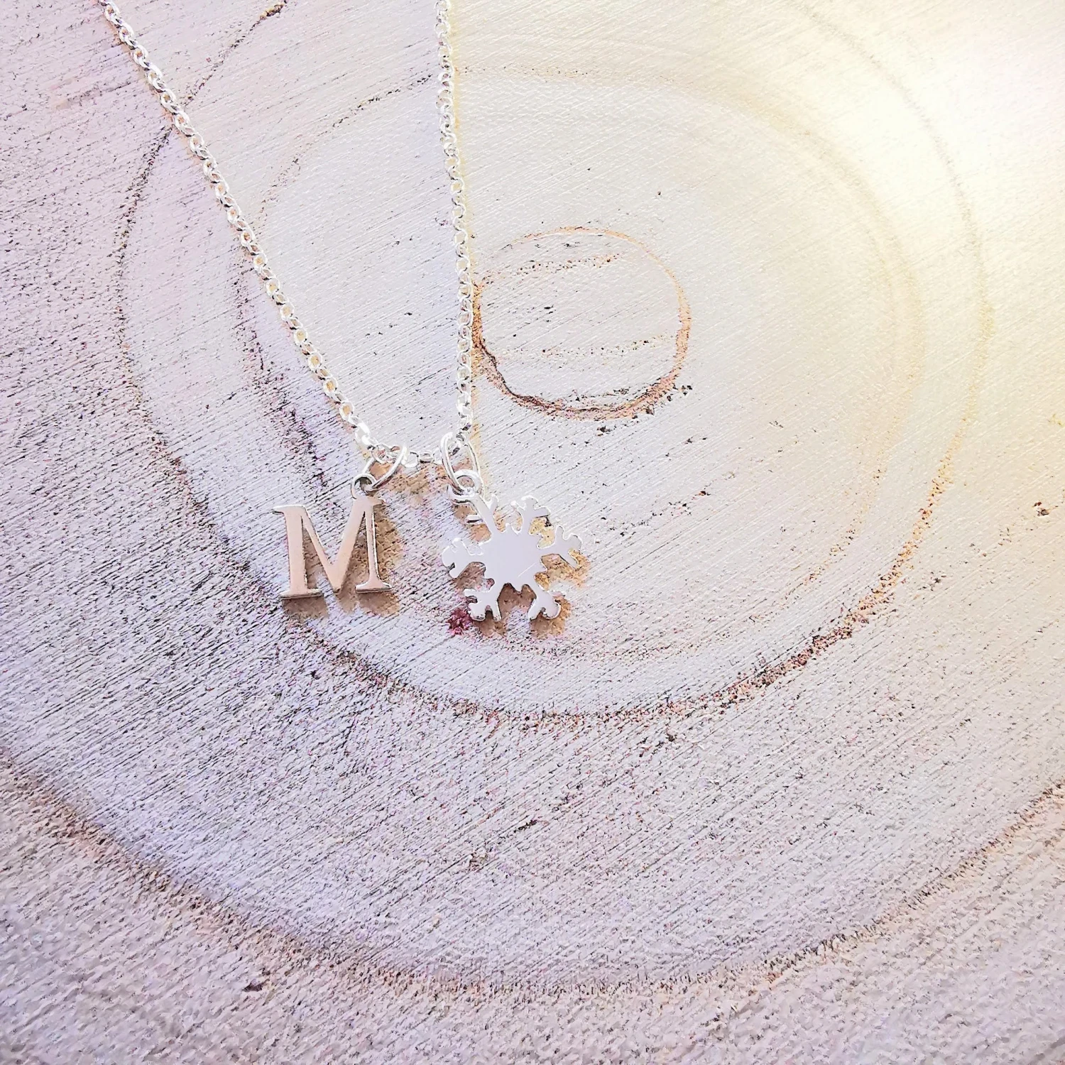 Sterling Silver Personalised Snowflake And Initial Necklace, Birthday Gift, Gift For Her, Wedding Jewellery, Christmas Jewellery 3 Sterling Silver Personalised Snowflake And Initial Necklace, Birthday Gift, Gift For Her, Wedding Jewellery, Christmas Jewellery