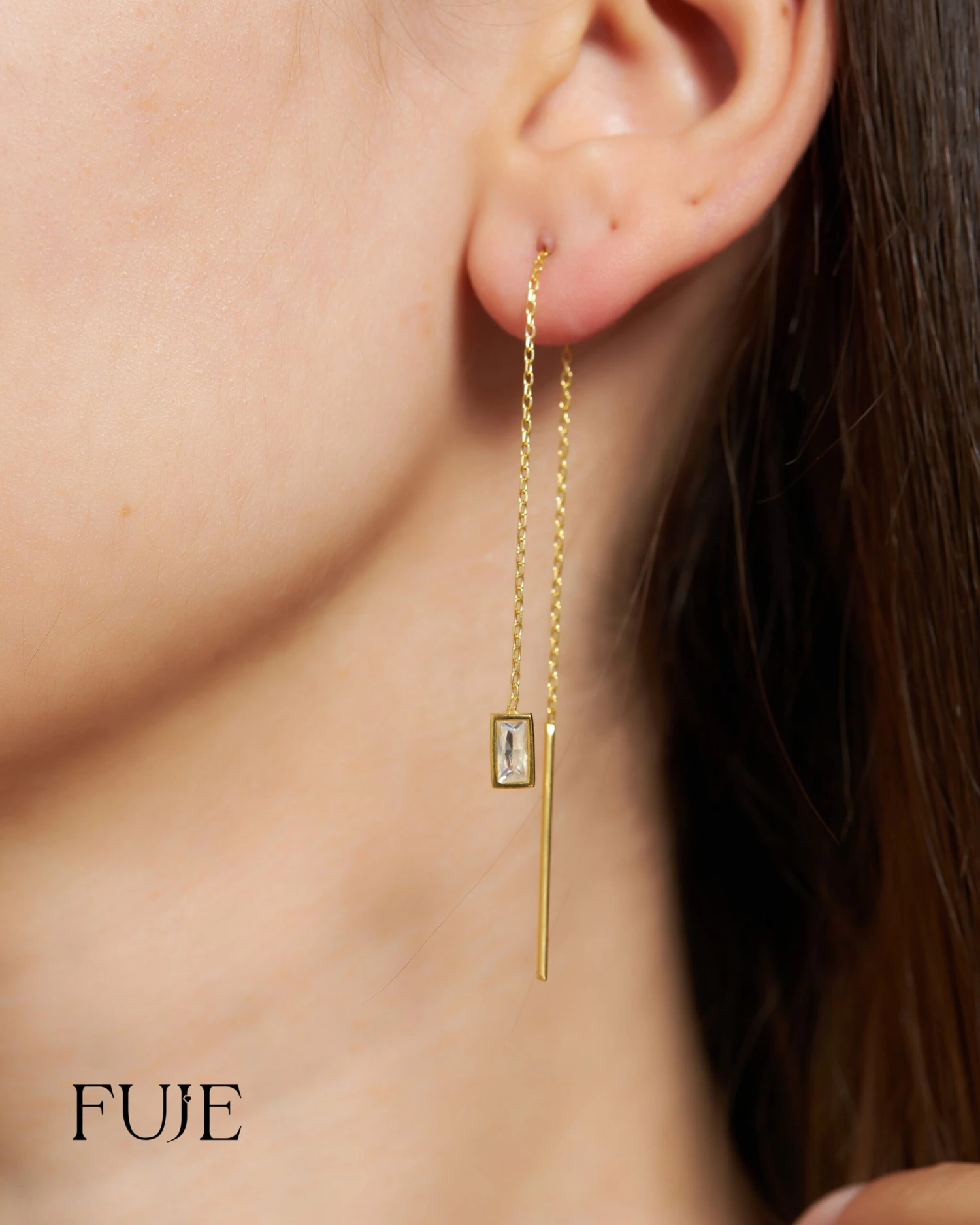 Minimalist Chandelier Earrings For Women, Christmas Gift, Minimalist Baguette Stones Earring, Handmade Jewelry, Best Friend Birthday Gift 11 Minimalist Chandelier Earrings For Women, Christmas Gift, Minimalist Baguette Stones Earring, Handmade Jewelry, Best Friend Birthday Gift - Image 9