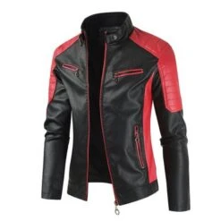 Leather Men Jacket Real Sheep Leather Black Biker Jacket Handmade Black Genuine Leather Motorcycle Jacket With Red Strips Christmas Gift -Jewellery Paradise il fullxfull.4387632300 88v9