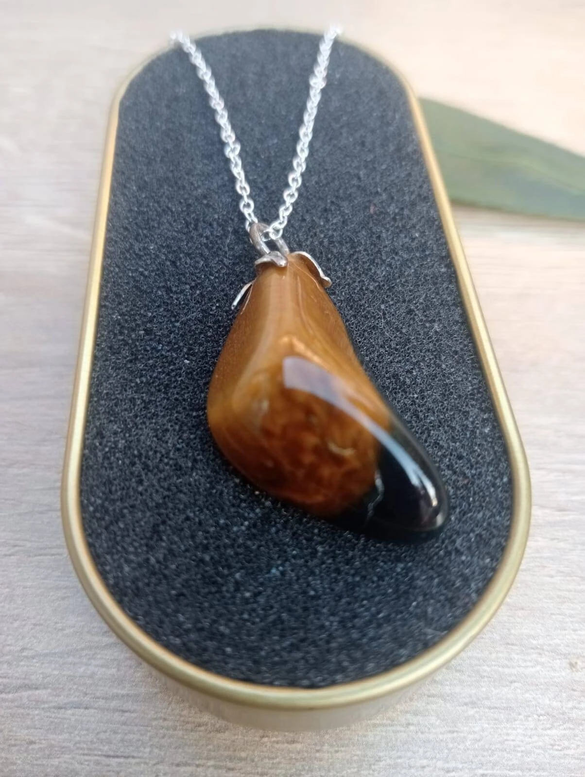 Large Tigers Eye Pendant, Teardrop Shaped Pendant, 925 Sterling Silver Necklace, 18th Anniversary Stone, Perfect Gift For Christmas, Unisex 6 Large Tigers Eye Pendant, Teardrop Shaped Pendant, 925 Sterling Silver Necklace, 18th Anniversary Stone, Perfect Gift For Christmas, Unisex - Image 4
