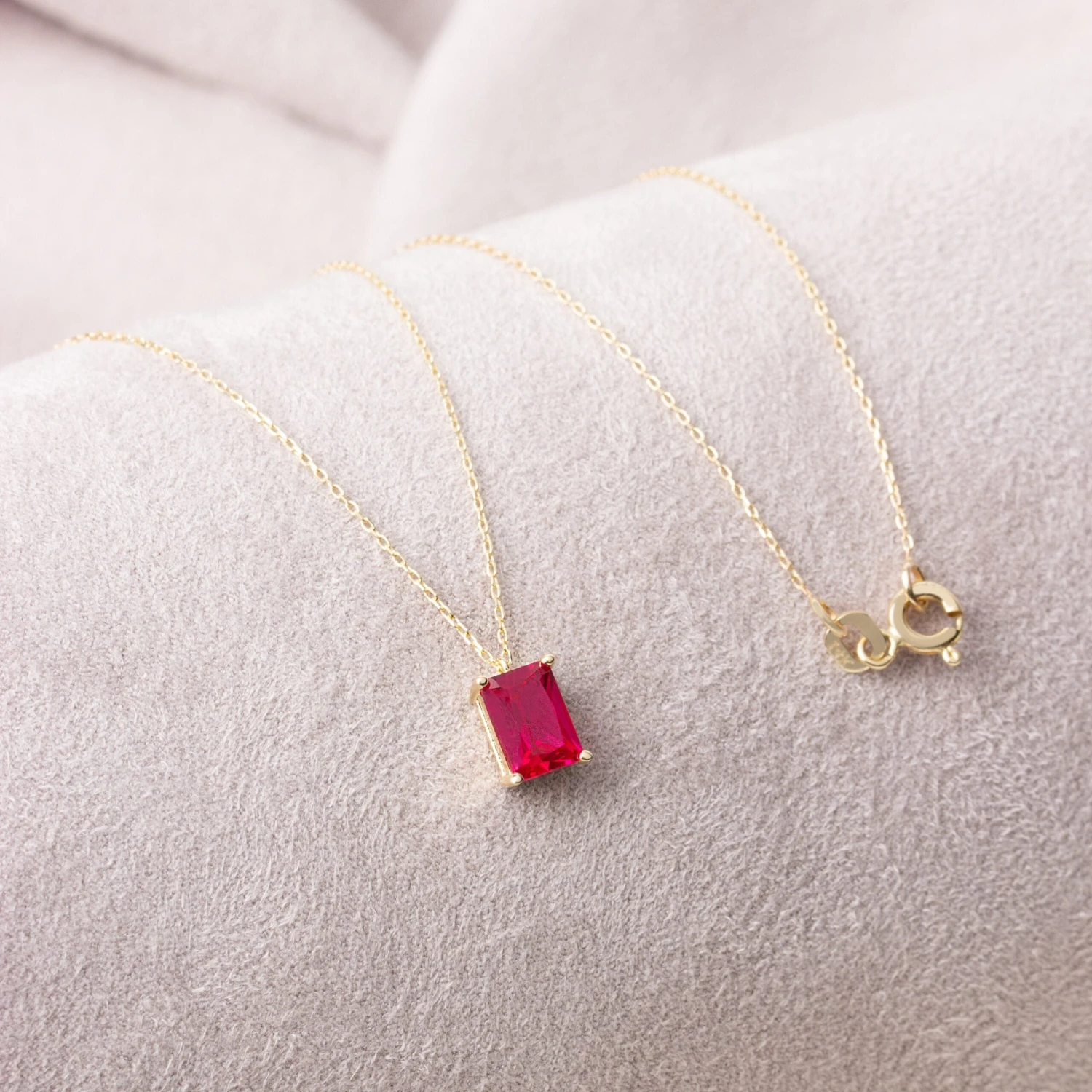 14K Solid Gold Rectangle Ruby Necklace, Minimalist Necklace, Ruby Necklace,Birthstone Jewelry,Rectangle Necklace,Christmas Gift,Gift Jewelry 4 14K Solid Gold Rectangle Ruby Necklace, Minimalist Necklace, Ruby Necklace,Birthstone Jewelry,Rectangle Necklace,Christmas Gift,Gift Jewelry - Image 2