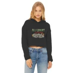 All I Want For Christmas Is Money Ladies Cropped Raw Edge Hoodie