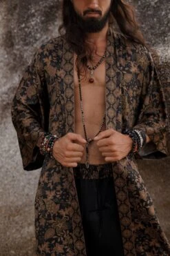 Bohemian Mens Silk Kimono ~ Shiva Sun Silk Kimono For Man ~ Silk Pajama Robe For Men ~ Party Long Kimono~ Perfect Christmas Gift For Him