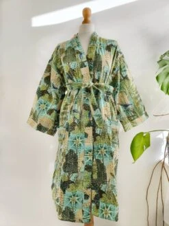 Kantha Cotton Reversible Kimono Mid Knee Length Jacket Unisex Robe Handmade Mint Peach Green Tropical Forest Paradise Christmas Quirky Vibe 18 Kantha Cotton Reversible Kimono Mid Knee Length Jacket Unisex Robe Handmade Mint Peach Green Tropical Forest Paradise Christmas Quirky Vibe -Jewellery Paradise il fullxfull.4396383927 fykq