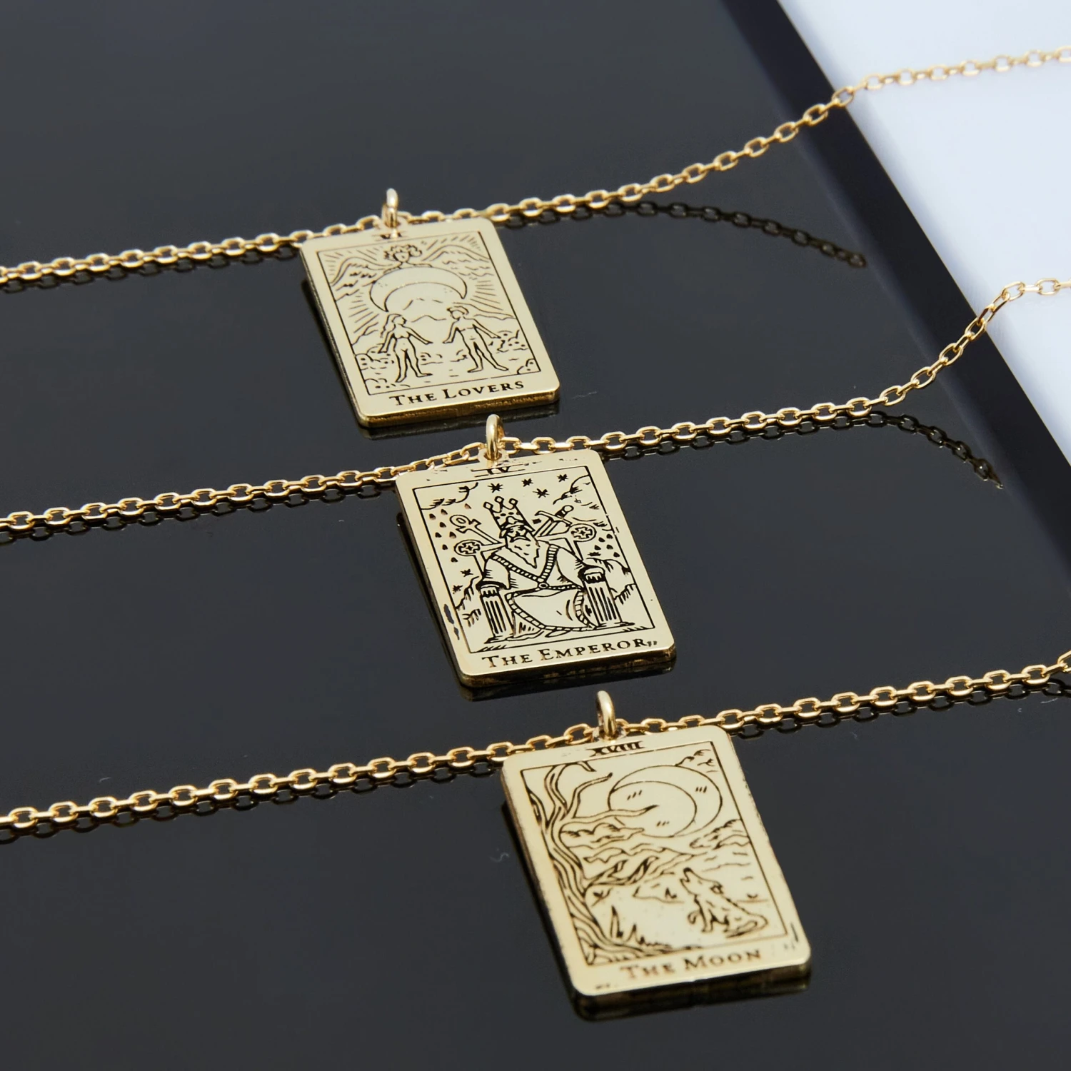 Tarot Card Necklace • Wheel Of Fortune Necklace • Dainty Tag Necklace • Antique Tarot Star Moon • Heart • Mystic • Christmas Gift Idea 8 Tarot Card Necklace • Wheel Of Fortune Necklace • Dainty Tag Necklace • Antique Tarot Star Moon • Heart • Mystic • Christmas Gift Idea - Image 6