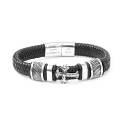 Personalised Men's Gothic Cross Leather Bracelet, Men's Jewellery, Gifts For Him, Birthday Gifts, Christmas Gifts, Valentine's Day -Jewellery Paradise il fullxfull.4400000765 dt73