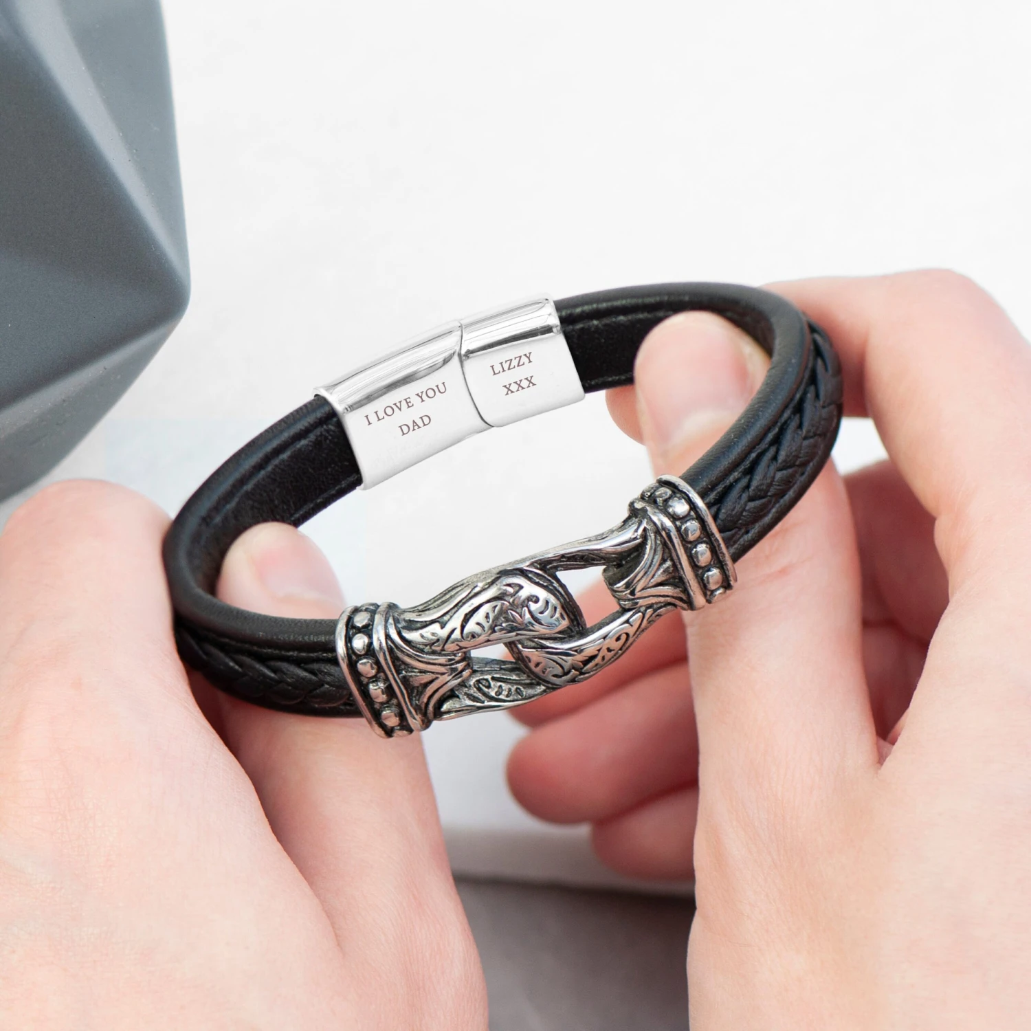 Personalised Men's Buckle Clasp Leather Bracelet, Men's Jewellery, Gifts For Him, Birthday Gifts, Christmas Gifts, Valentine's Day 5 Personalised Men's Buckle Clasp Leather Bracelet, Men's Jewellery, Gifts For Him, Birthday Gifts, Christmas Gifts, Valentine's Day - Image 3