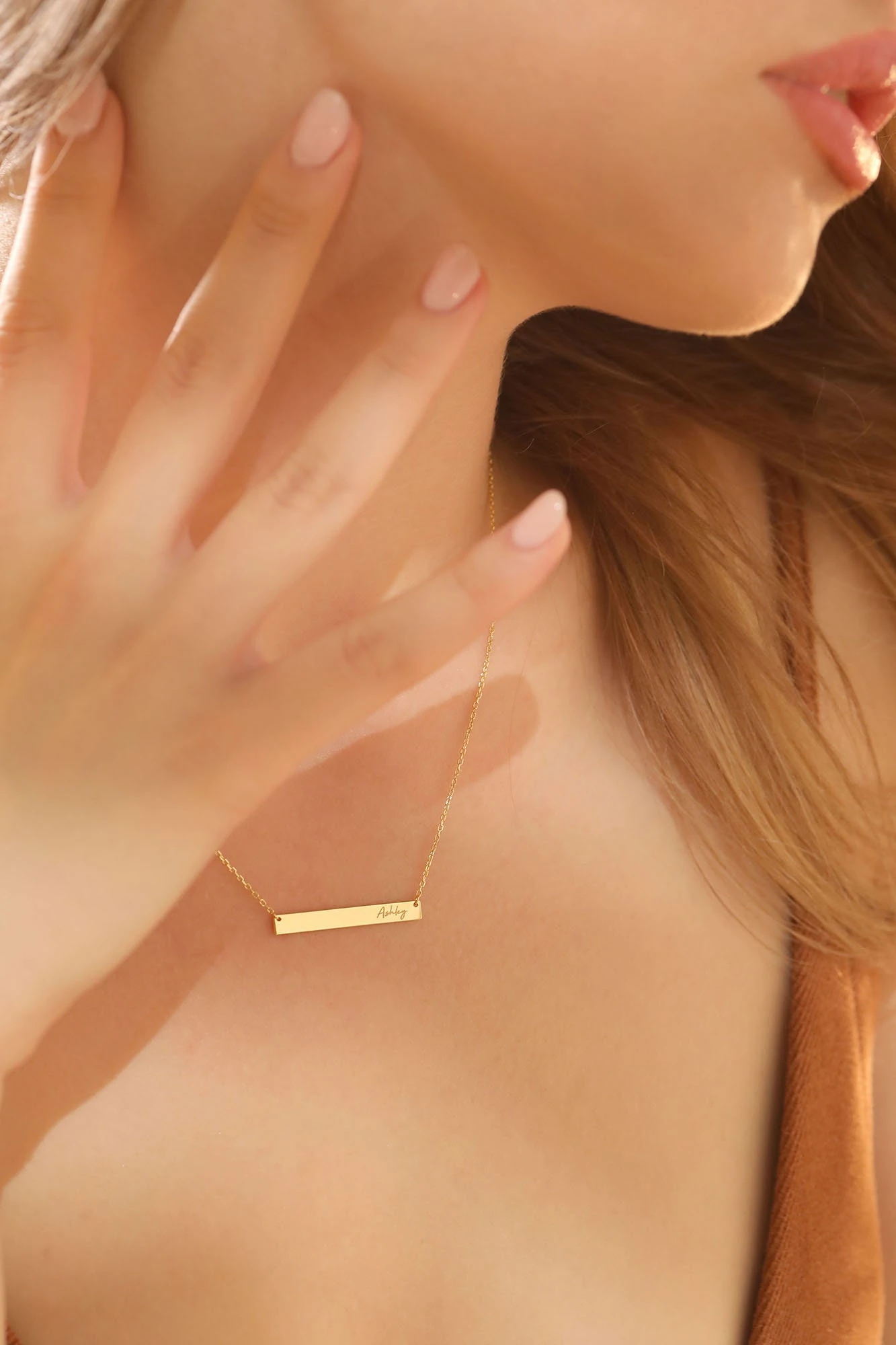 14k Solid Gold Personalized Minimalist Bar Name Necklace •Handwriting Name Necklace • Gift For Her • Birthday Gift • Christmas Gift 9 14k Solid Gold Personalized Minimalist Bar Name Necklace •Handwriting Name Necklace • Gift For Her • Birthday Gift • Christmas Gift - Image 7