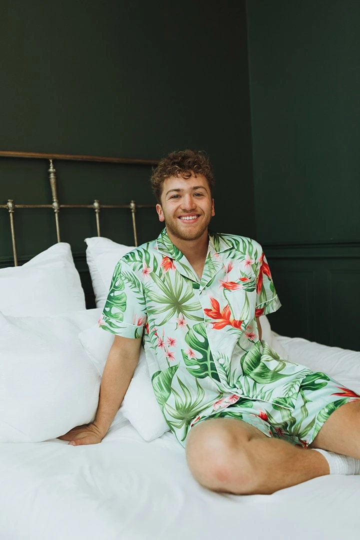 Men's Tropical Pajama Set, Mens Hawaiian Pajamas, Monogram Pajamas, Wedding Party Pajamas, Men's Pajamas, Christmas Pajamas, Custom Pajamas 4 Men's Tropical Pajama Set, Mens Hawaiian Pajamas, Monogram Pajamas, Wedding Party Pajamas, Men's Pajamas, Christmas Pajamas, Custom Pajamas - Image 2