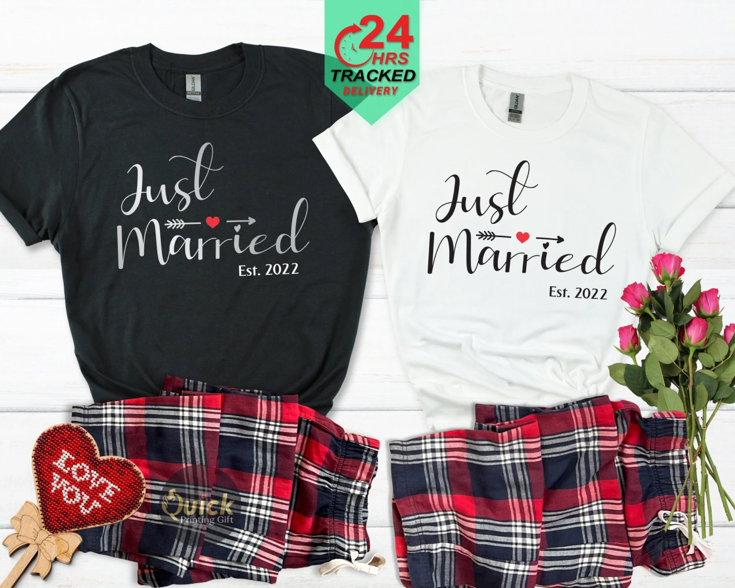 Just Married Couple Pyjamas Valentine Day Gift For Him And Her Valentines Gifts Boyfriend Girlfriend Couple Matching Christmas Newly Wed Pjs 4 Just Married Couple Pyjamas Valentine Day Gift For Him And Her Valentines Gifts Boyfriend Girlfriend Couple Matching Christmas Newly Wed Pjs - Image 2