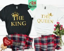King Queen Matching His And Hers Pyjama Set With T-shirt And Bottoms, Couple Matching Gifts, Valentines Gifts, Christmas Gift For Newlyweds 13 King Queen Matching His And Hers Pyjama Set With T-shirt And Bottoms, Couple Matching Gifts, Valentines Gifts, Christmas Gift For Newlyweds -Jewellery Paradise il fullxfull.4410887645 d7l5