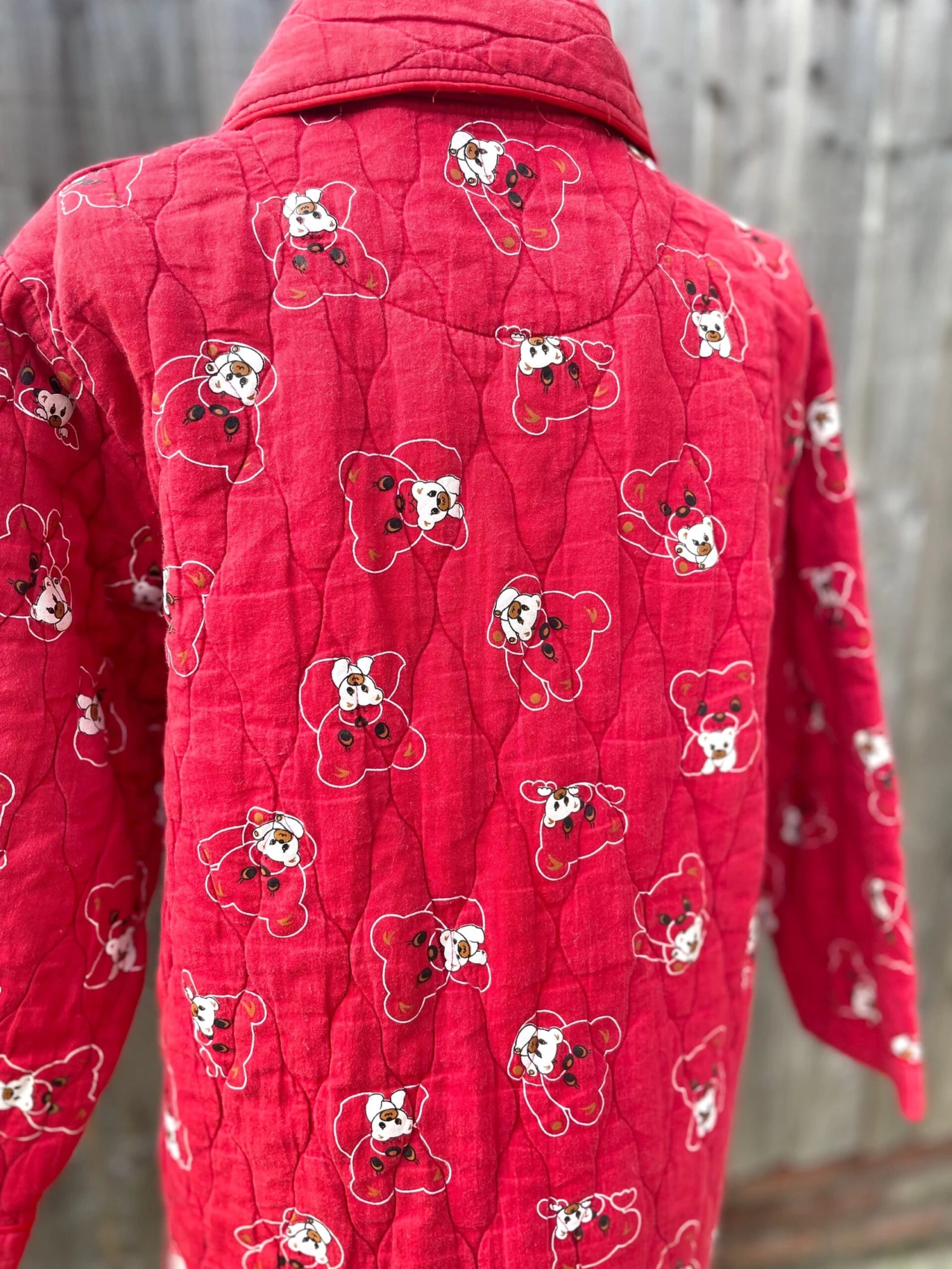 Vintage 80s 90s Teddy Cute Novelty Housecoat Jacket Red Christmas Cosy Loungewear 6 Vintage 80s 90s Teddy Cute Novelty Housecoat Jacket Red Christmas Cosy Loungewear - Image 4