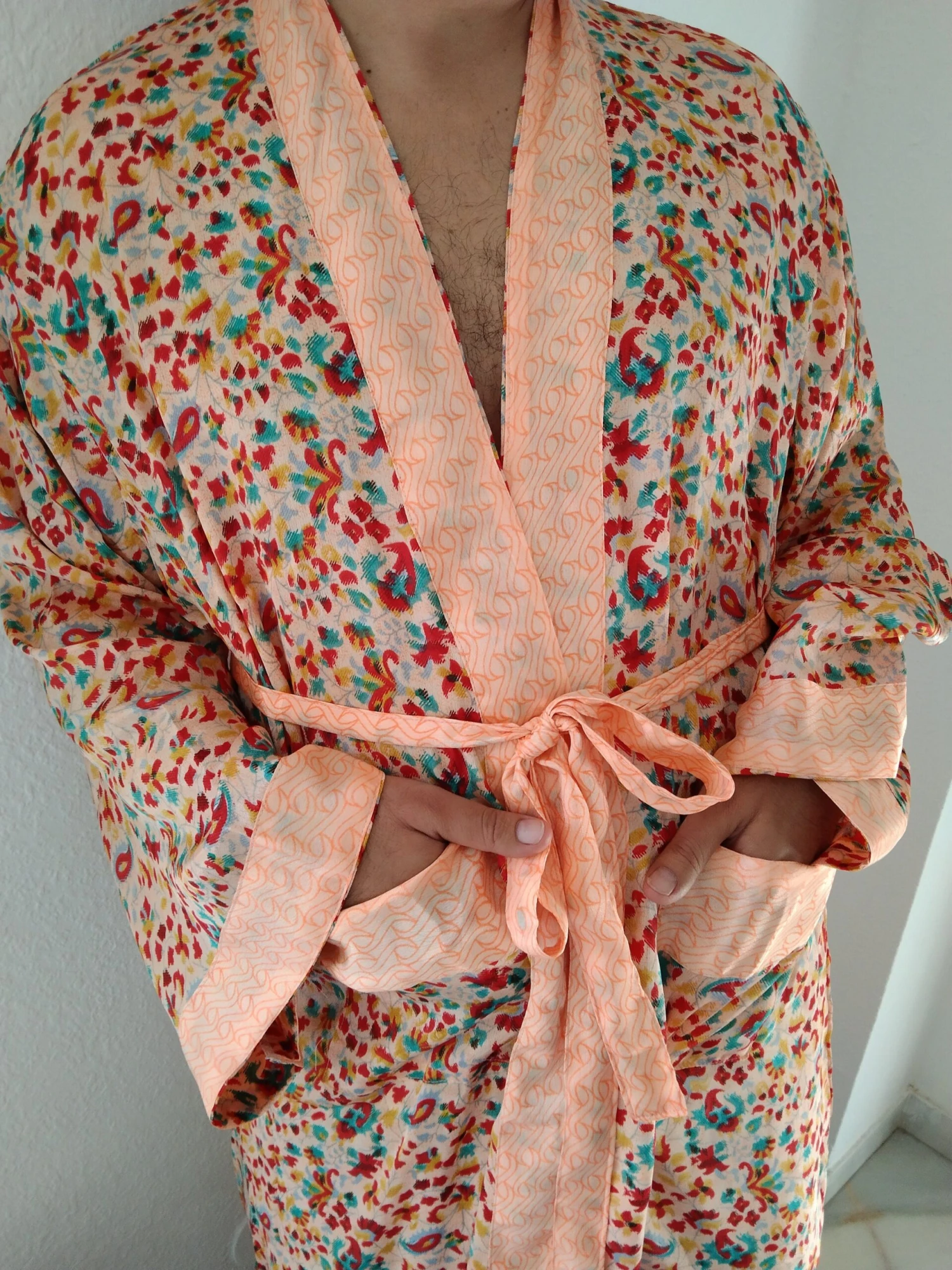 Unisex Silk Blend Robe,mens Robes,resort Wear, Loungewear,gifts For Her,gifts For Him, Christmas Gift,boho Robe,beach Wear,swim Cover Up 6 Unisex Silk Blend Robe,mens Robes,resort Wear, Loungewear,gifts For Her,gifts For Him, Christmas Gift,boho Robe,beach Wear,swim Cover Up - Image 4