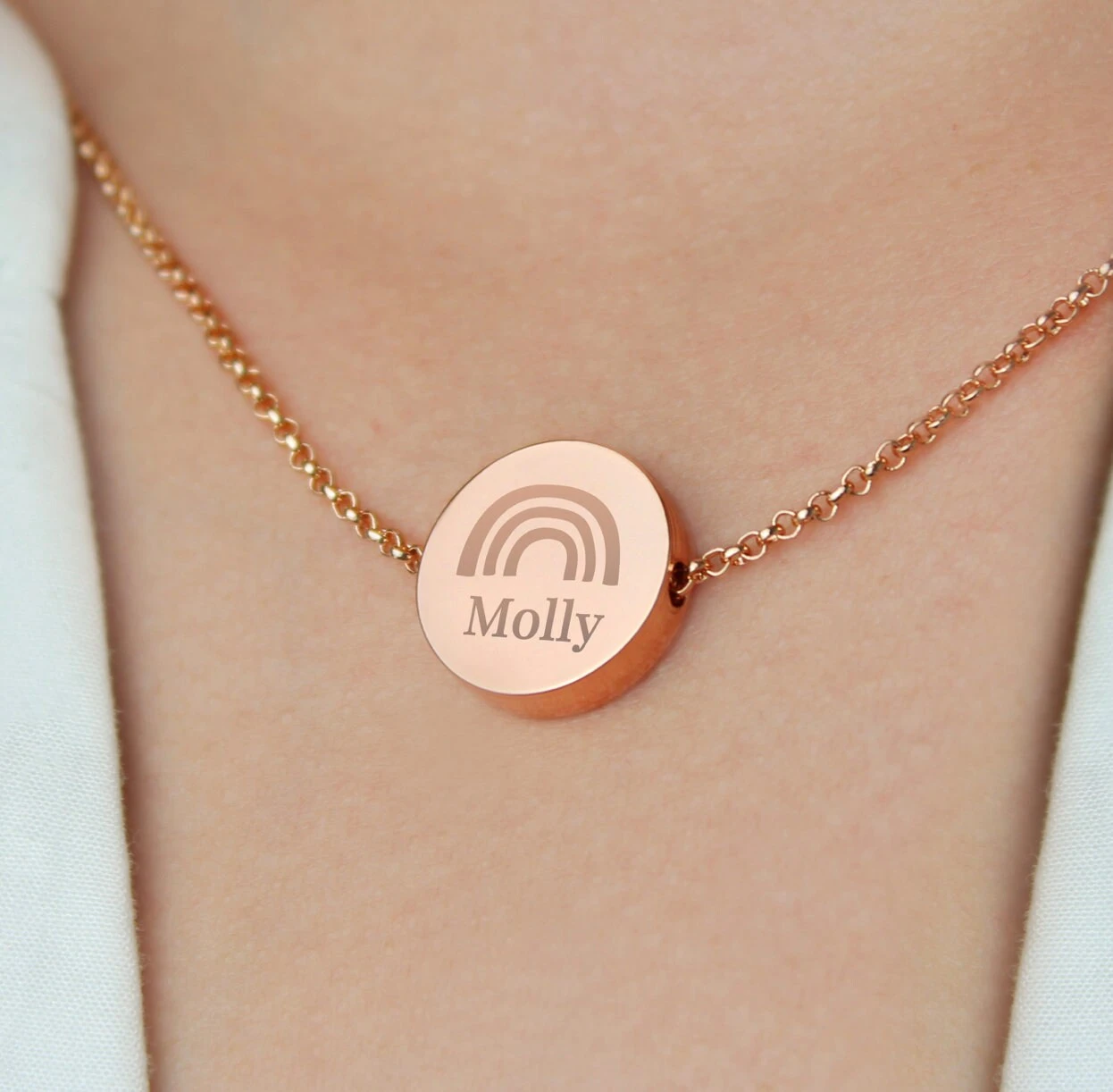 Rose Gold Colour Personalised Name Initial Necklace With Rainbow Beautiful Thoughtful Christmas Birthday Wedding Mothers Day Present Gift 4 Rose Gold Colour Personalised Name Initial Necklace With Rainbow Beautiful Thoughtful Christmas Birthday Wedding Mothers Day Present Gift - Image 2