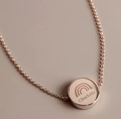 Rose Gold Colour Personalised Name Initial Necklace With Rainbow Beautiful Thoughtful Christmas Birthday Wedding Mothers Day Present Gift