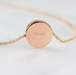 Rose Gold Colour Personalised Name Initial Necklace Beautiful Thoughtful Christmas Birthday Wedding Mothers Day Present Gift