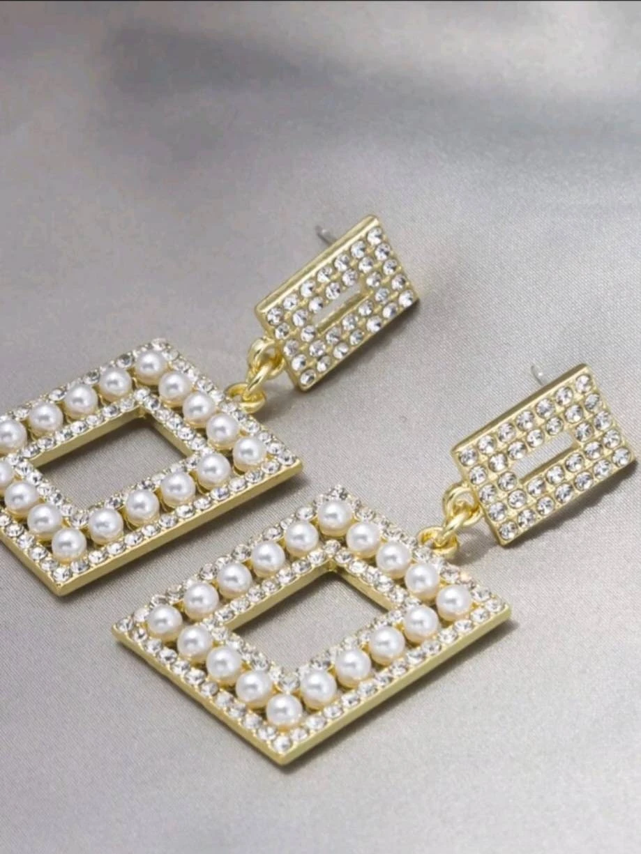 Square Earring,crystal Gold Earrings,pearl Earrings,chandelier Earrings, Rhinestone, Crystal, Gifts For Her, Christmas, Valentines,birthdays 7 Square Earring,crystal Gold Earrings,pearl Earrings,chandelier Earrings, Rhinestone, Crystal, Gifts For Her, Christmas, Valentines,birthdays - Image 5