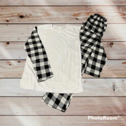 Adult Valentine’s Christmas Pajama Sets 2 Pieces Polyester Sublimation Flannel Buffalo Plaid