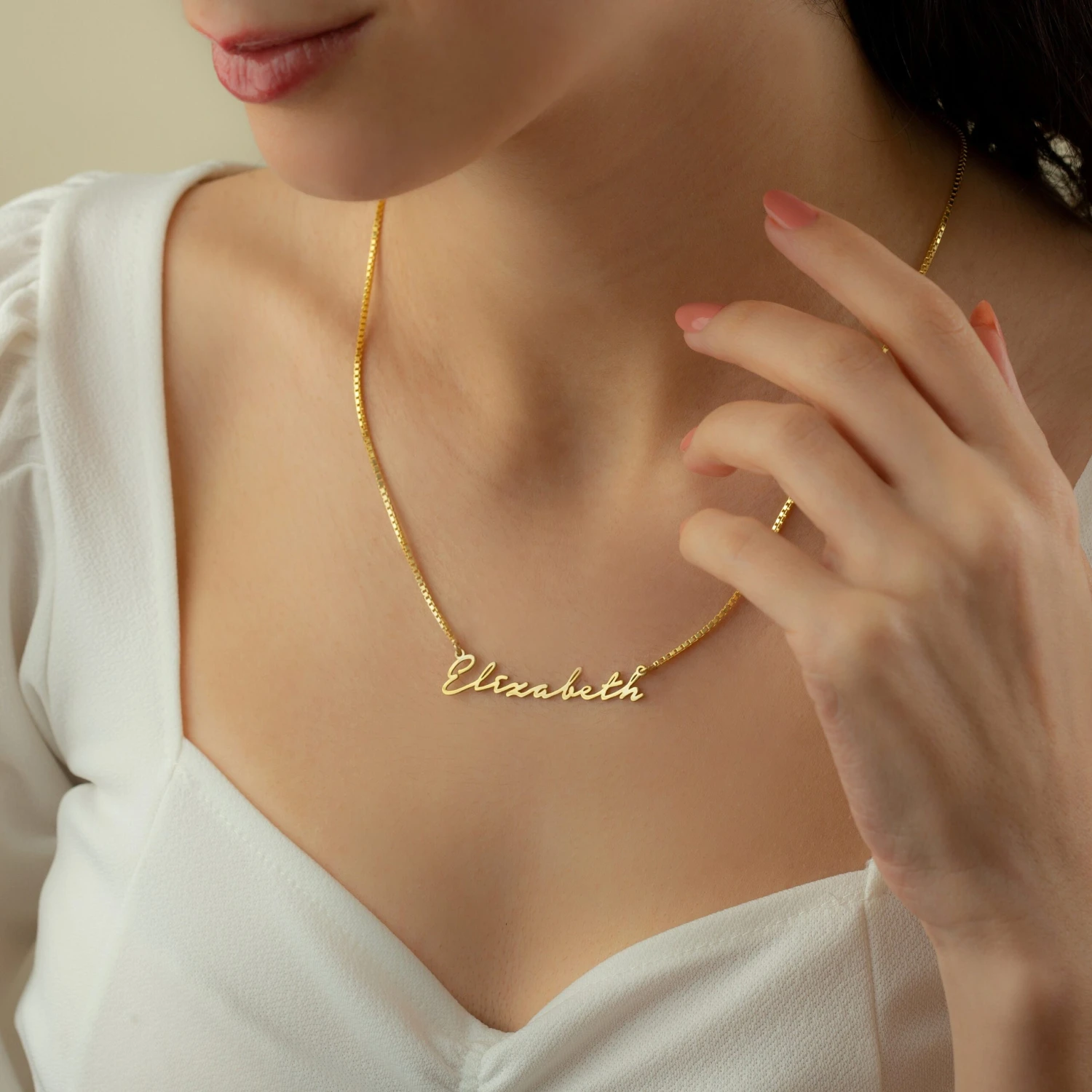 Personalised Necklace For Women, Minimalist Handmade Jewelry, Christmas Gift For Her, Personalized Gift For Mom, Box Chain Name Necklace 5 Personalised Necklace For Women, Minimalist Handmade Jewelry, Christmas Gift For Her, Personalized Gift For Mom, Box Chain Name Necklace - Image 3