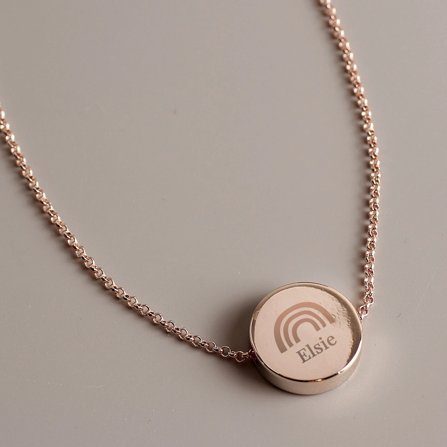 Rainbow Rose Gold Tone Disc Necklace- PERSONALISE With A Name - Perfect For Birthday, Christmas, Valentines Day, Wedding Or Just Because 8 Rainbow Rose Gold Tone Disc Necklace- PERSONALISE With A Name - Perfect For Birthday, Christmas, Valentines Day, Wedding Or Just Because - Image 6