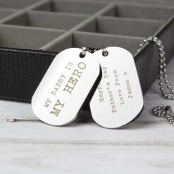 Steel Double Dog Tag Necklace - PERSONALISE With 5 Line Of Text - Perfect For Birthday, Christmas, Valentines Day, Wedding Or Just Because