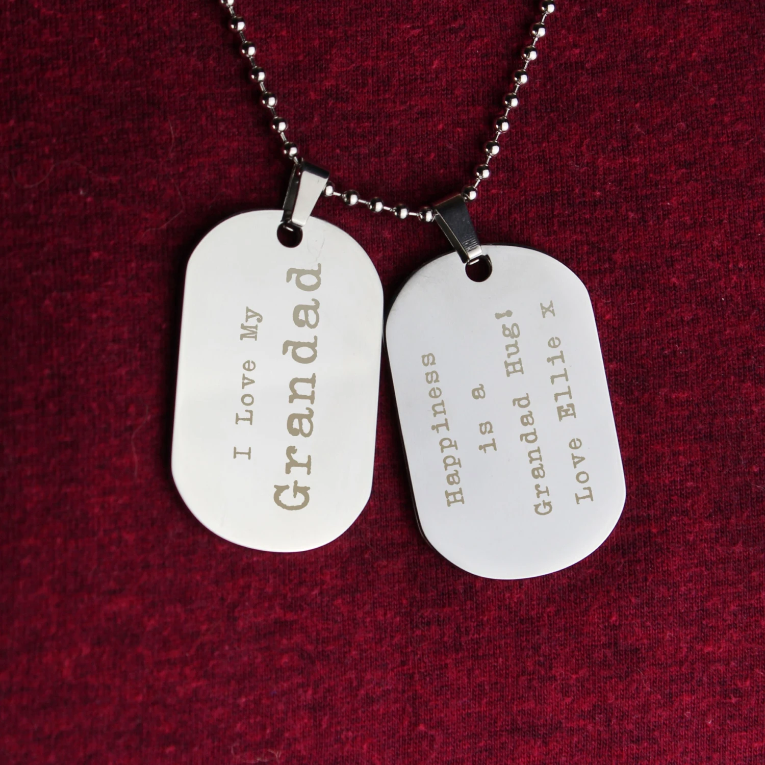 Steel Double Dog Tag Necklace - PERSONALISE With 5 Line Of Text - Perfect For Birthday, Christmas, Valentines Day, Wedding Or Just Because 5 Steel Double Dog Tag Necklace - PERSONALISE With 5 Line Of Text - Perfect For Birthday, Christmas, Valentines Day, Wedding Or Just Because - Image 3