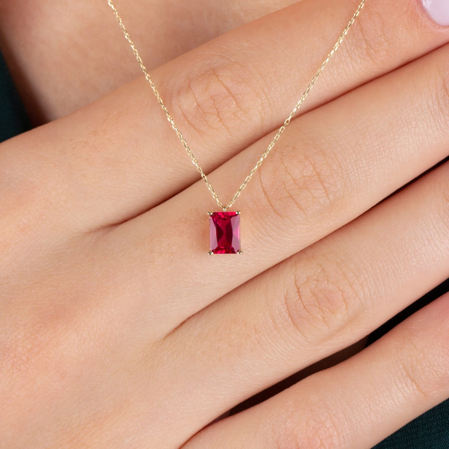 14K Solid Gold Rectangle Ruby Necklace, Minimalist Necklace, Ruby Necklace,Birthstone Jewelry,Rectangle Necklace,Christmas Gift,Gift Jewelry 3 14K Solid Gold Rectangle Ruby Necklace, Minimalist Necklace, Ruby Necklace,Birthstone Jewelry,Rectangle Necklace,Christmas Gift,Gift Jewelry