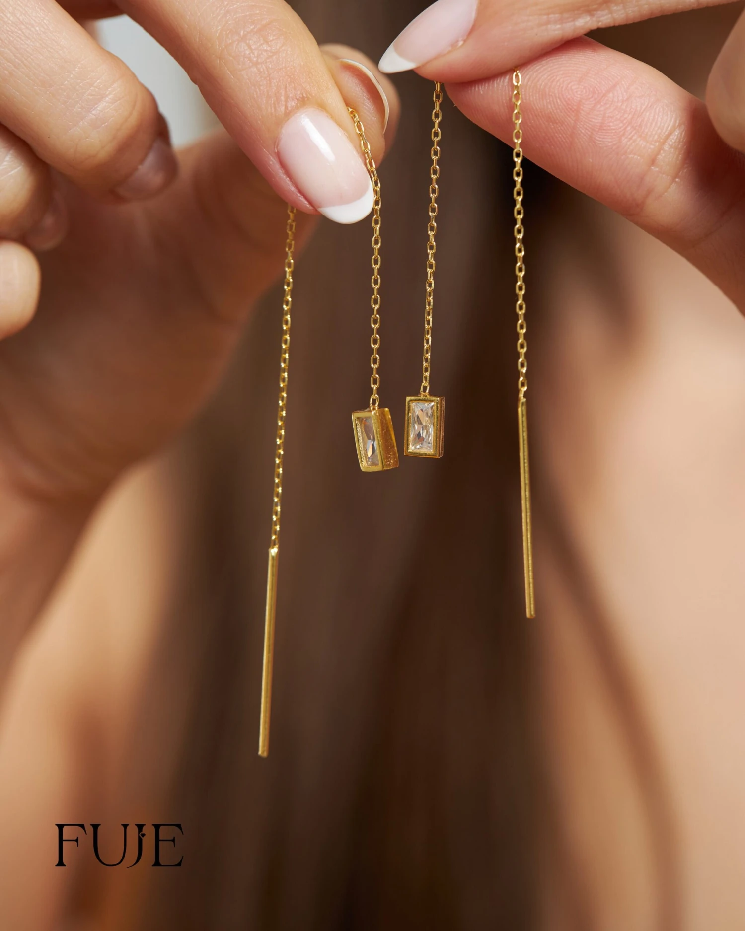 Minimalist Chandelier Earrings For Women, Christmas Gift, Minimalist Baguette Stones Earring, Handmade Jewelry, Best Friend Birthday Gift 5 Minimalist Chandelier Earrings For Women, Christmas Gift, Minimalist Baguette Stones Earring, Handmade Jewelry, Best Friend Birthday Gift - Image 3